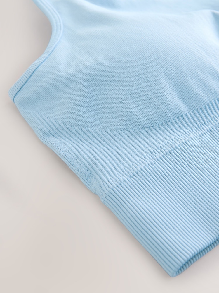 self. Pale Blue Seamfree Sports Crop Top - Image 7 of 8