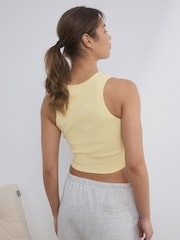 self. Lemon Scoop Neck Cropped Rib Vest - Image 4 of 9