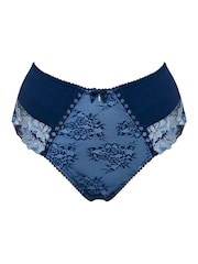 Pour Moi Blue High Waist Sofia Embroidered Lace Knickers - Image 4 of 6