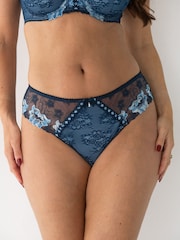 Pour Moi Blue Brief Sofia Embroidered Lace Bikini Briefs - Image 1 of 4