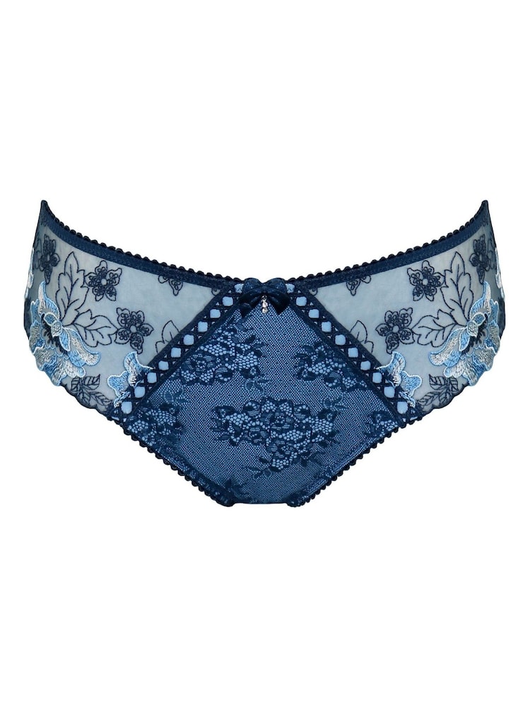 Pour Moi Blue Brief Sofia Embroidered Lace Bikini Briefs - Image 1 of 1