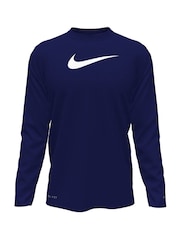 Nike Navy Long Sleeve Solid Hydroguard Rash Vest - Image 1 of 3