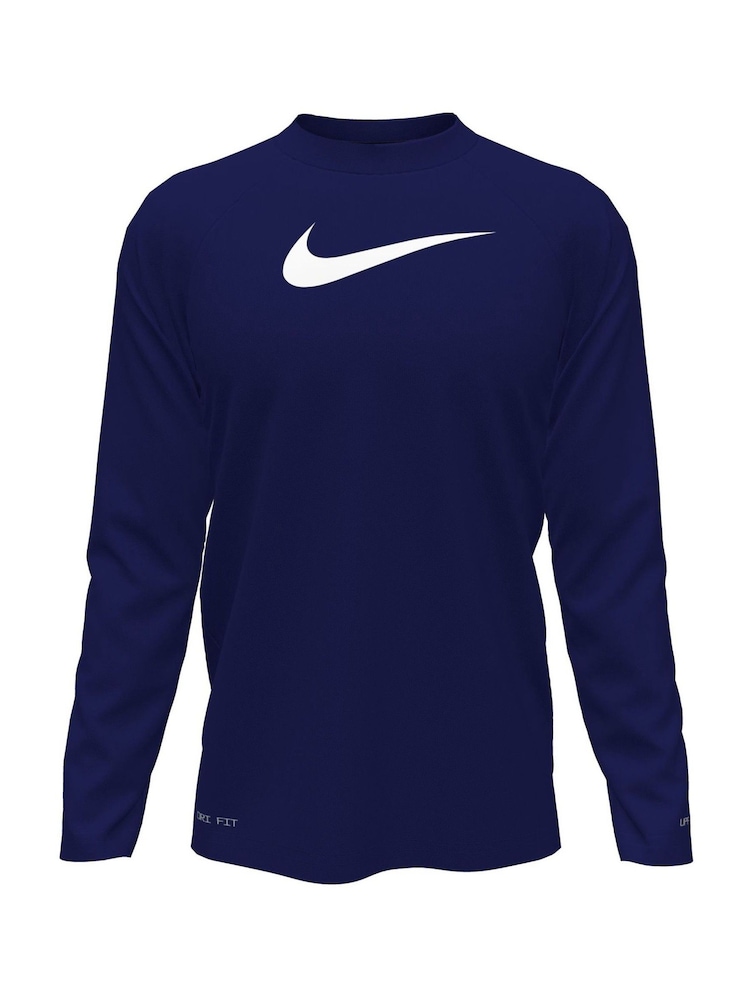 Nike Navy Long Sleeve Solid Hydroguard Rash Vest - Image 1 of 3
