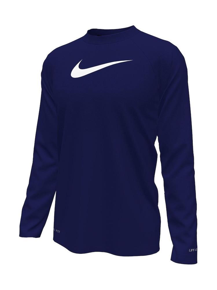 Nike Navy Long Sleeve Solid Hydroguard Rash Vest - Image 3 of 3 Nike Navy Long Sleeve Solid Hydroguard Rash Vest - Image 3 of 3
