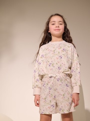 White Floral Print Jersey Shorts (3-16yrs) - Image 1 of 8
