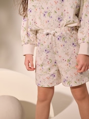 White Floral Print Jersey Shorts (3-16yrs) - Image 4 of 8