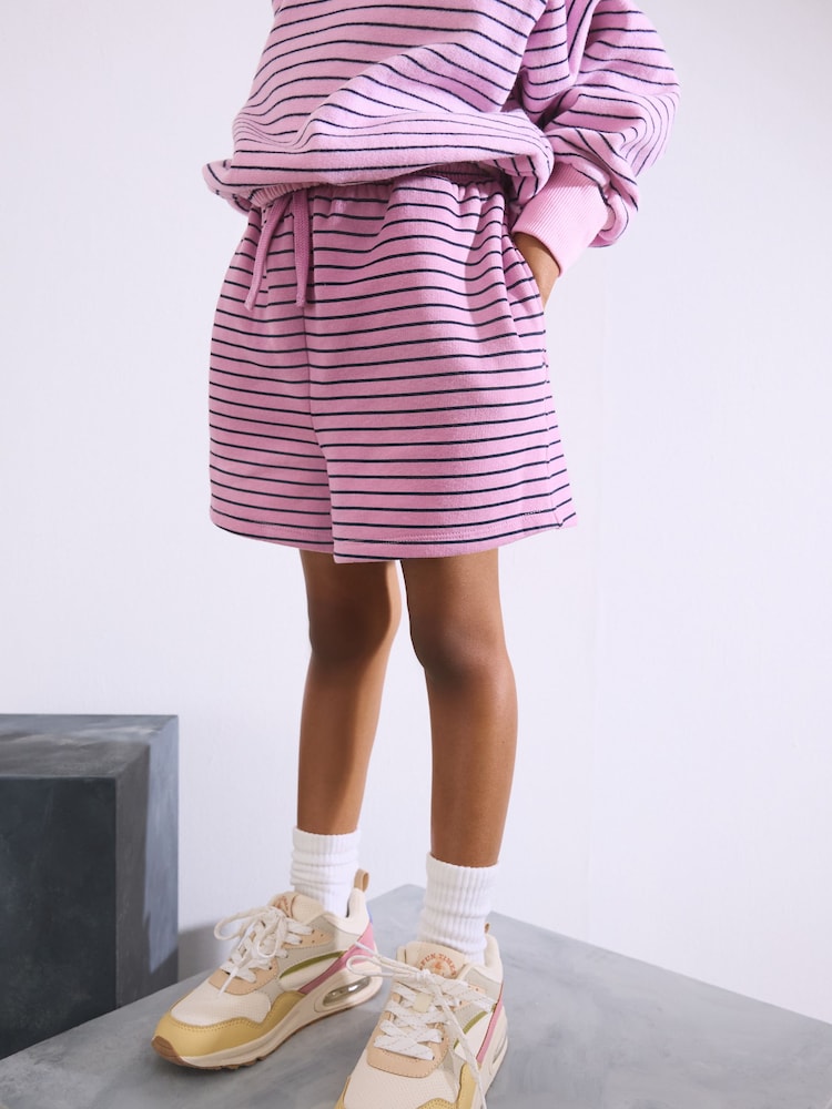 Pink Stripe Jersey Shorts (3-16yrs) - Image 1 of 4