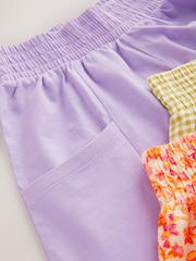 Orange Floral/Lilac/Gingham 100% Cotton Shorts 3 Pack (3-16yrs) - Image 7 of 7