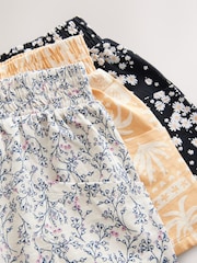 Monochrome/Ochre/Floral 100% Cotton Shorts 3 Pack (3-16yrs) - Image 6 of 7