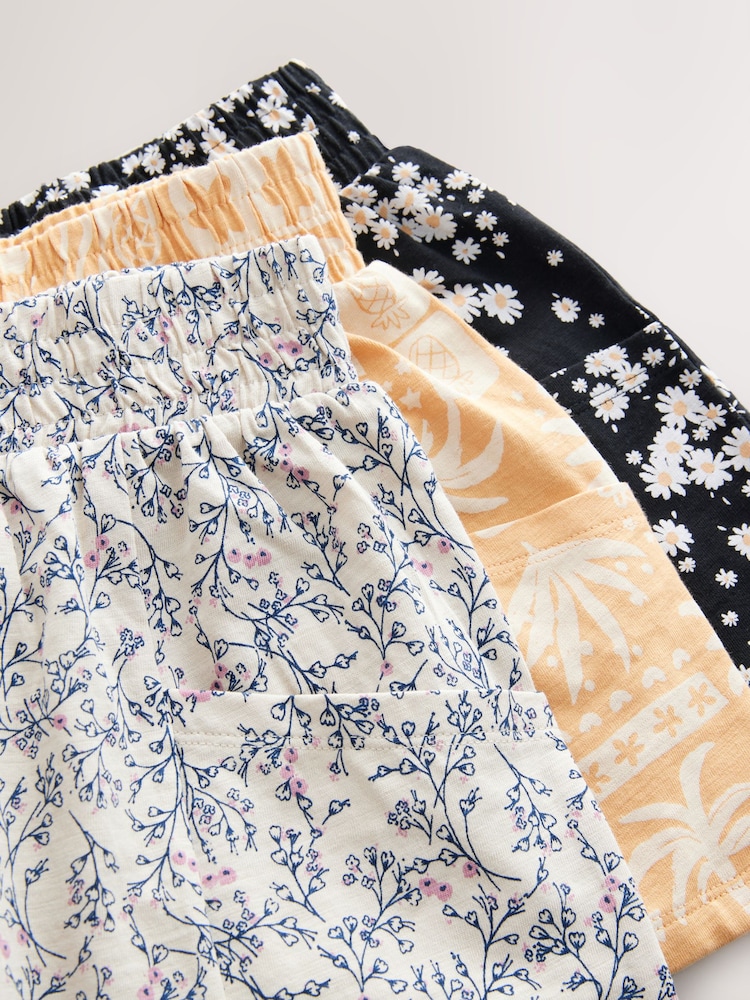 Monocrom/Ocru/Floral - 100% pantaloni scurți din bumbac 3 Set (3-16ani) - Image 6 of 7