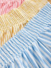 Multi Stripe Blue/Pink/Yellow 100% Cotton Shorts 3 Pack (3-16yrs) - Image 7 of 7