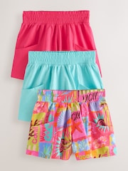 Pink/Blue/Tropical 100% Cotton Shorts 3 Pack (3-16yrs) - Image 1 of 7