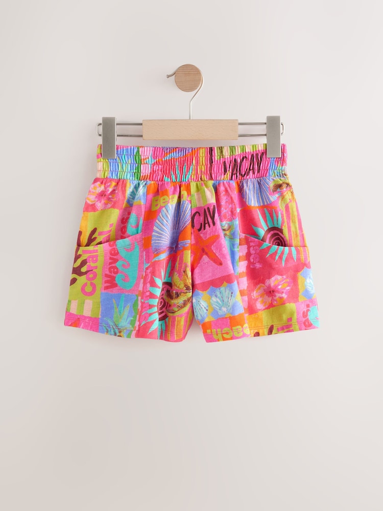 Pink/Blue/Tropical 100% Cotton Shorts 3 Pack (3-16yrs) - Image 2 of 7