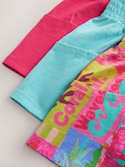 Pink/Blue/Tropical 100% Cotton Shorts 3 Pack (3-16yrs) - Image 6 of 7