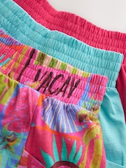 Pink/Blue/Tropical 100% Cotton Shorts 3 Pack (3-16yrs) - Image 7 of 7