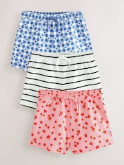 Blue/Stripe/Strawberry Pull On Shorts 3 Pack (3-16yrs) - Image 1 of 7