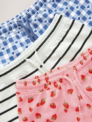 Blue/Stripe/Strawberry Pull On Shorts 3 Pack (3-16yrs) - Image 6 of 7