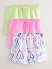 Multi Graffiti Heart/Pink/lLime Pull On Shorts 3 Pack (3-16yrs) - Image 1 of 3