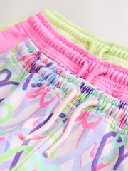 Multi Graffiti Heart/Pink/lLime Pull On Shorts 3 Pack (3-16yrs) - Image 3 of 3