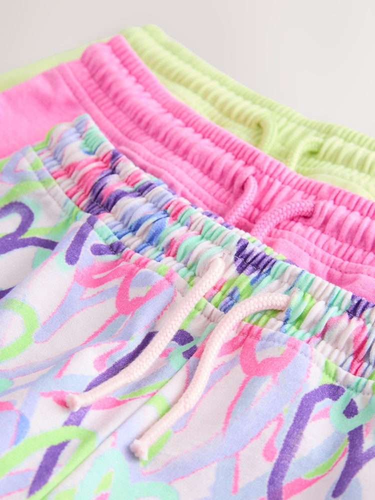 Multi Graffiti Heart/Pink/lLime Pull On Shorts 3 Pack (3-16yrs) - Image 3 of 3