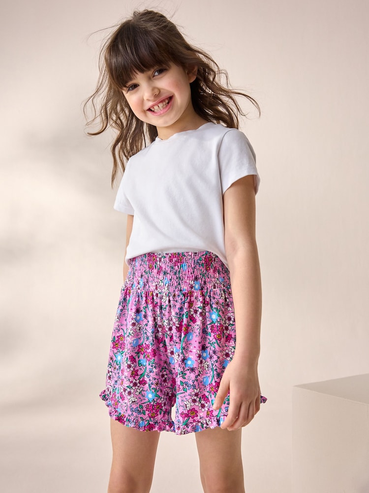 Pink Ditsy Floral Print Pull On Jersey Shorts (3-16yrs) - Image 2 of 7