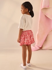 Red Ditsy Floral Print Pull On Jersey Shorts (3-16yrs) - Image 3 of 3