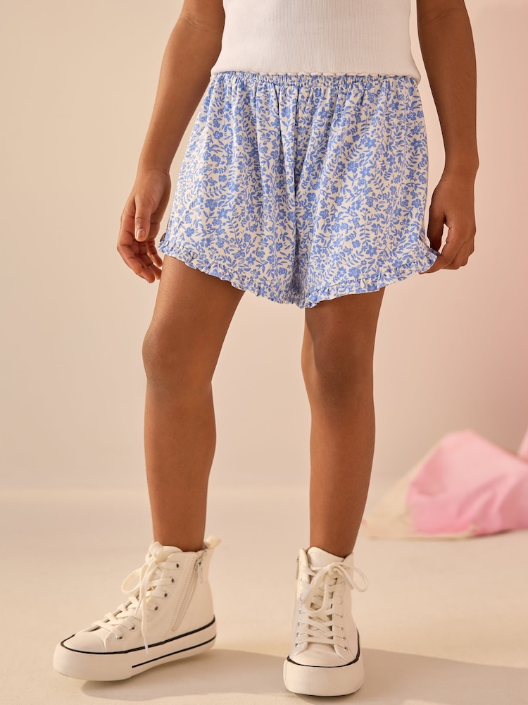 Blue Ditsy Floral Print Pull On Jersey Shorts (3-16yrs) - Image 1 of 3