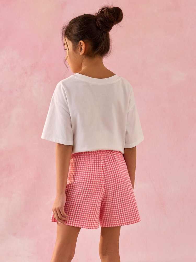 Red Gingham 100% Cotton Pull On Textured Shorts (3-16yrs) - Image 3 of 3