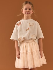 Neutral Gingham Print Mesh Skirt (3-16yrs) - Image 1 of 8