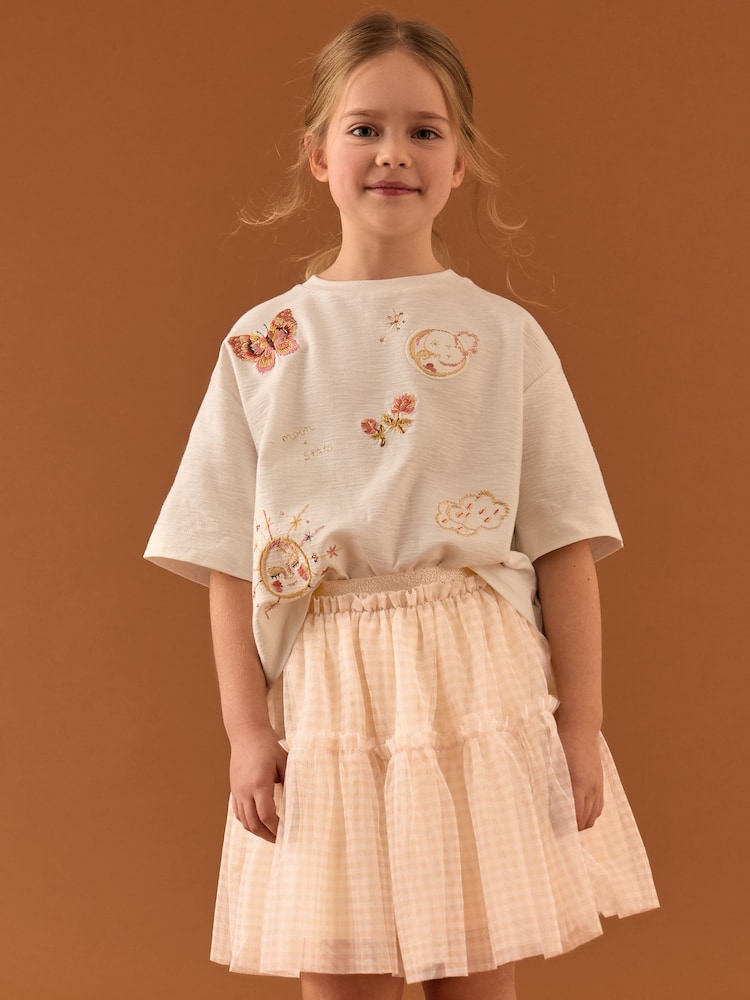 Neutral Gingham Print Mesh Skirt (3-16yrs) - Image 1 of 8