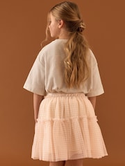 Neutral Gingham Print Mesh Skirt (3-16yrs) - Image 2 of 8
