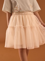 Neutral Gingham Print Mesh Skirt (3-16yrs) - Image 3 of 8