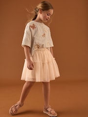 Neutral Gingham Print Mesh Skirt (3-16yrs) - Image 4 of 8