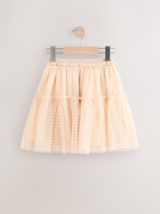 Neutral Gingham Print Mesh Skirt (3-16yrs) - Image 6 of 8