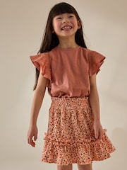 Orange Floral Textured Frill Skirt (3-16yrs) - Image 1 of 8