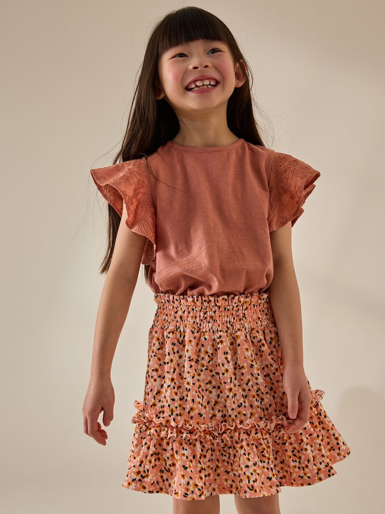 Orange Floral Textured Frill Skirt (3-16yrs) - Image 1 of 8