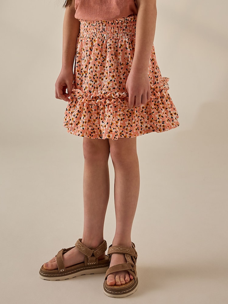 Orange Floral Textured Frill Skirt (3-16yrs) - Image 2 of 8