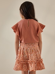 Orange Floral Textured Frill Skirt (3-16yrs) - Image 3 of 8