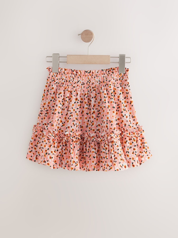 Orange Floral Textured Frill Skirt (3-16yrs) - Image 6 of 8
