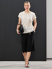 Ecru Pinstripe Woven Mix Tie Side Top - Image 2 of 7