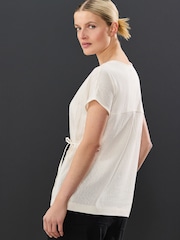 Ecru Pinstripe Woven Mix Tie Side Top - Image 3 of 7