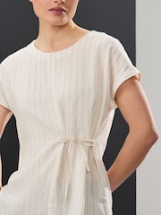 Ecru Pinstripe Woven Mix Tie Side Top - Image 4 of 7