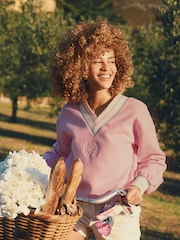 Pink Cotton Rich - Joules Varsity Embroidered Sweatshirt - Imagen 1 de 10