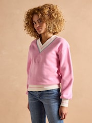 Pink Cotton Rich - Joules Varsity Embroidered Sweatshirt - Imagen 4 de 10