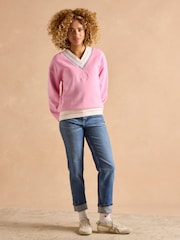 Pink Cotton Rich - Joules Varsity Embroidered Sweatshirt - Imagen 6 de 10