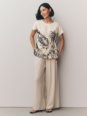 Ecru Scenic Print Woven Mix Tie Side Top - Image 2 of 8
