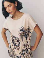 Ecru Scenic Print Woven Mix Tie Side Top - Image 4 of 8