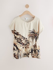 Ecru Scenic Print Woven Mix Tie Side Top - Image 5 of 8