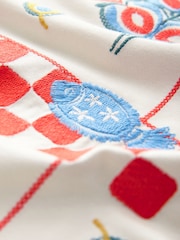 Ecru Tablecloth Print - Embroidered Short Sleeve T-Shirt - Image 8 of 8