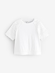 White Crochet Short Sleeve 100% Cotton T-Shirt - Image 5 of 7